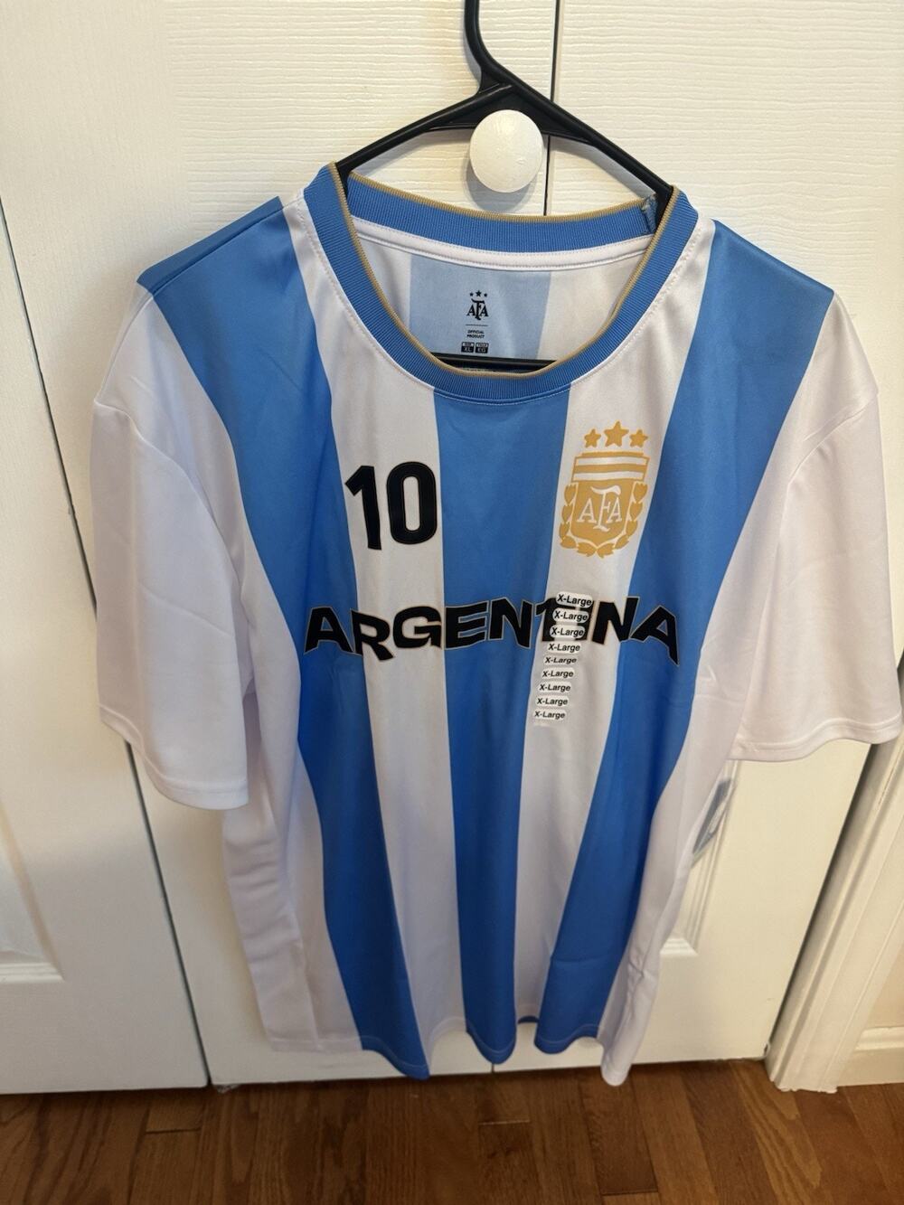 AFA Argentina Messi Jersey #10 Blue and White Stripes New with Tags Size XL